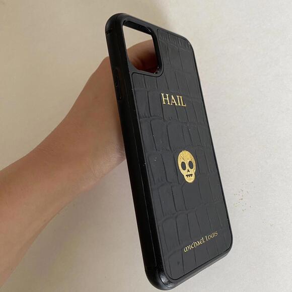 Luxury skull leather black designer iPhone 11 case smartphone cases goth gothic - Picture 5 of 7